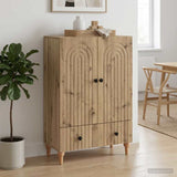 Vidaxl dressoir artisanaal eiken 66 x 34,5 x 95 cm bewerkt hout