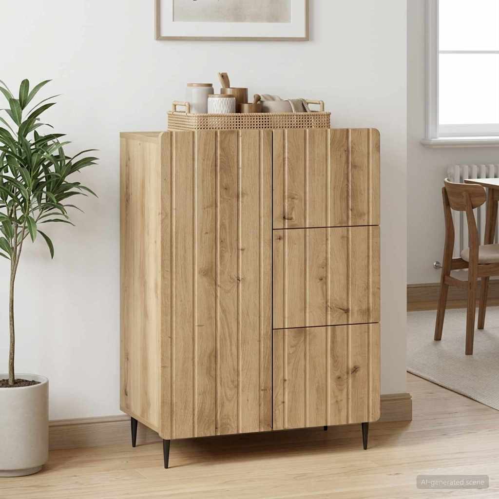 Vidaxl dressoir artisanaal eiken 66 x 34,5 x 91,5 cm bewerkt hout