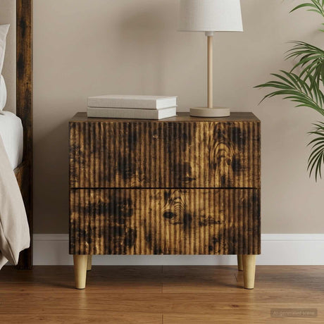 Vidaxl nachtkastje gerookt eiken 62 x 34,5 x 48 cm bewerkt hout