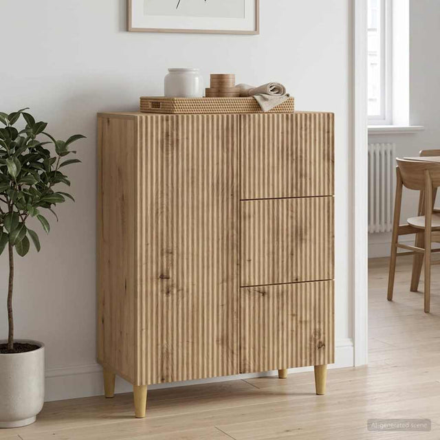 Vidaxl dressoir artisanaal eiken 66 x 34,5 x 90 cm bewerkt hout