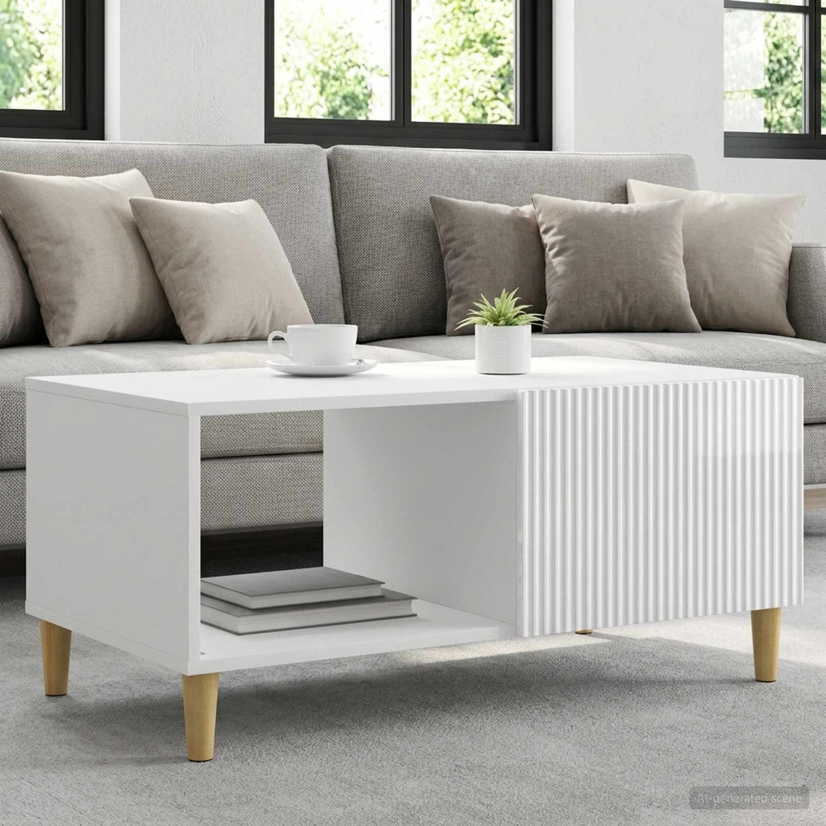 Vidaxl salontafel hoogglans wit 90 x 50 x 40 cm bewerkt hout