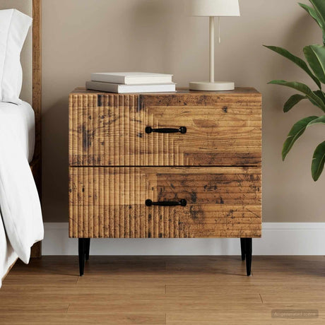 Vidaxl nachtkastje met lade oud hout 62 x 34,5 x 47,5 cm bewerkt hout