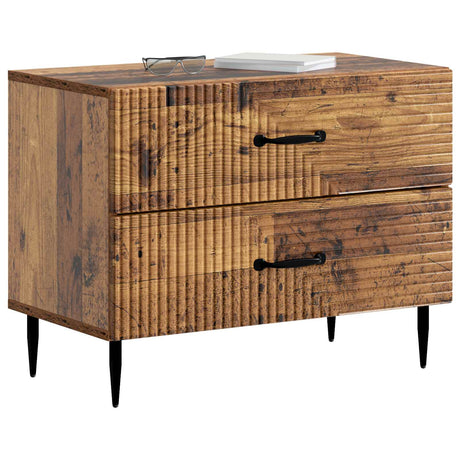 Vidaxl nachtkastje met lade oud hout 62 x 34,5 x 47,5 cm bewerkt hout