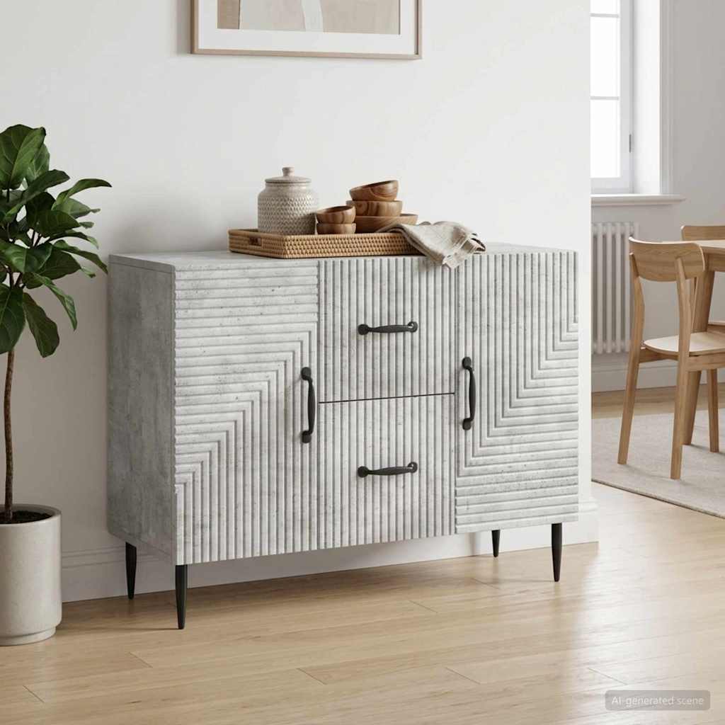 Vidaxl dressoir met lade betongrijs 89 x 34,5 x 60 cm bewerkt hout