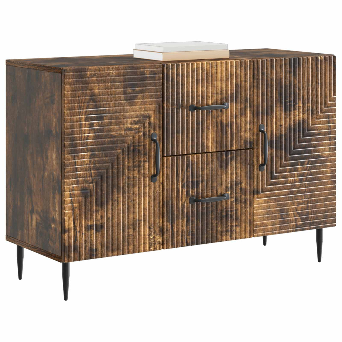Vidaxl dressoir met lade gerookt eiken 89 x 34,5 x 60 cm bewerkt hout
