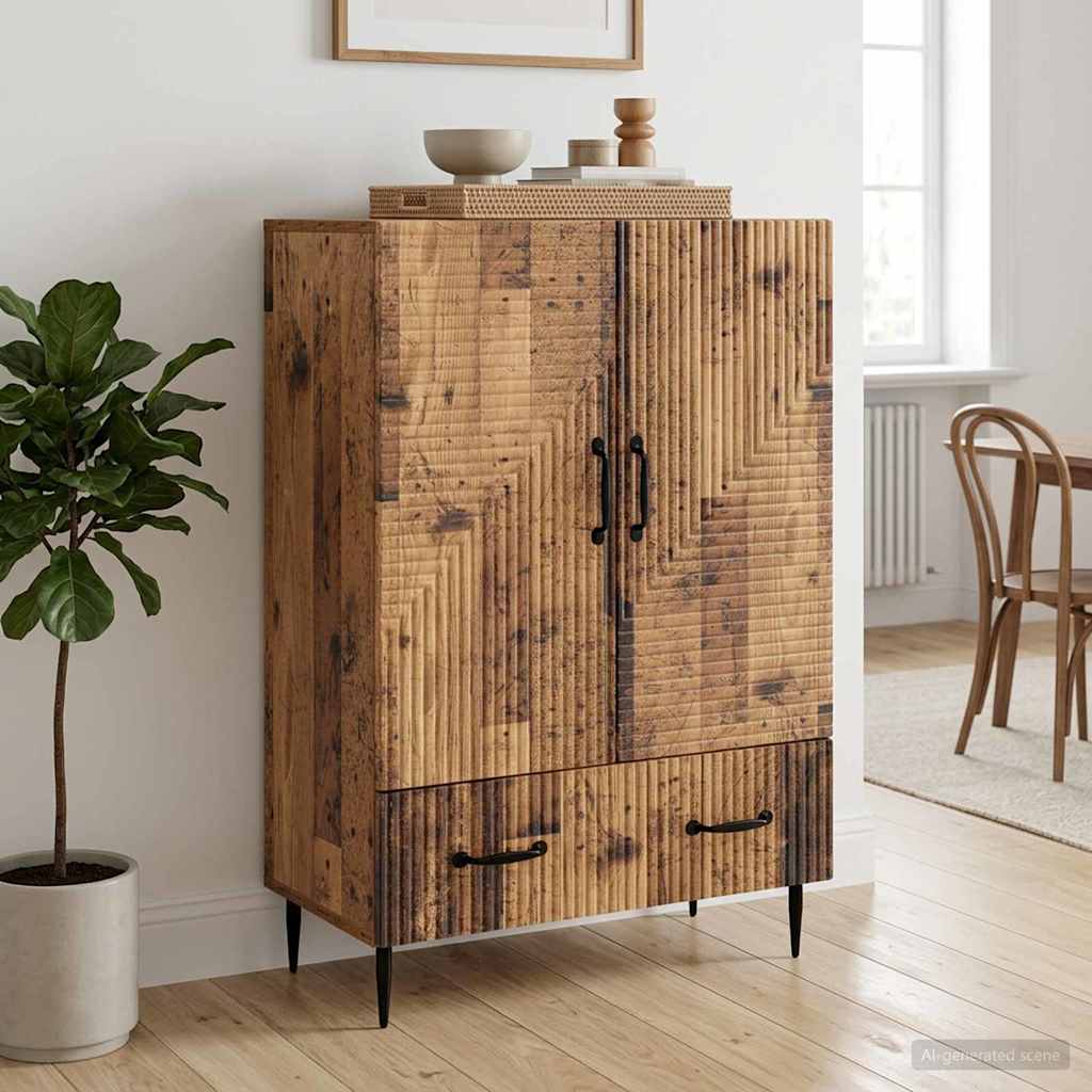 Vidaxl dressoir met lade oud hout 66 x 34,5 x 95 cm bewerkt hout