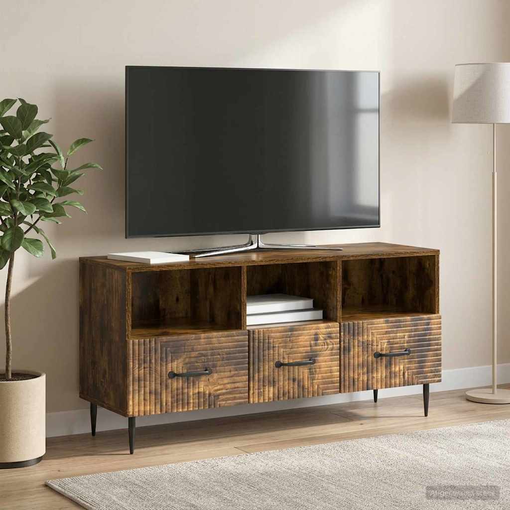 Vidaxl tv-kast met lade gerookt eiken 102 x 34,5 x 50 cm bewerkt hout