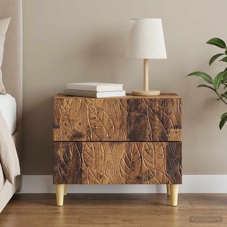 Vidaxl nachtkastje oud hout 62 x 34,5 x 48 cm bewerkt hout
