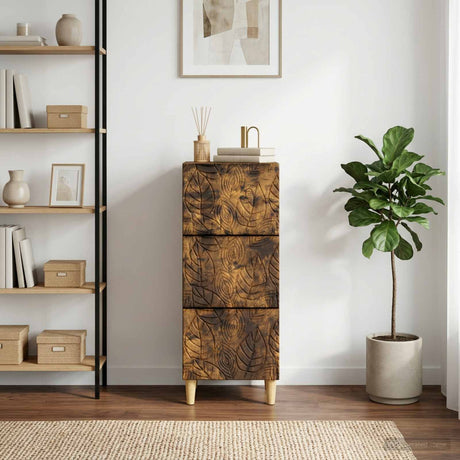Vidaxl ladenkast gerookt eiken 33 x 34,5 x 90 cm bewerkt hout