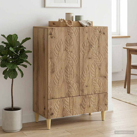 Vidaxl dressoir artisanaal eiken 66 x 34,5 x 95 cm bewerkt hout