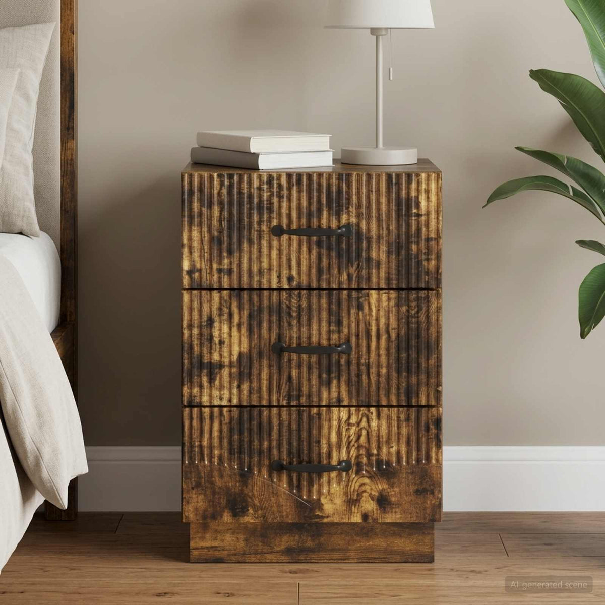 Vidaxl nachtkastje gerookt eiken 43 x 41 x 63,5 cm bewerkt hout