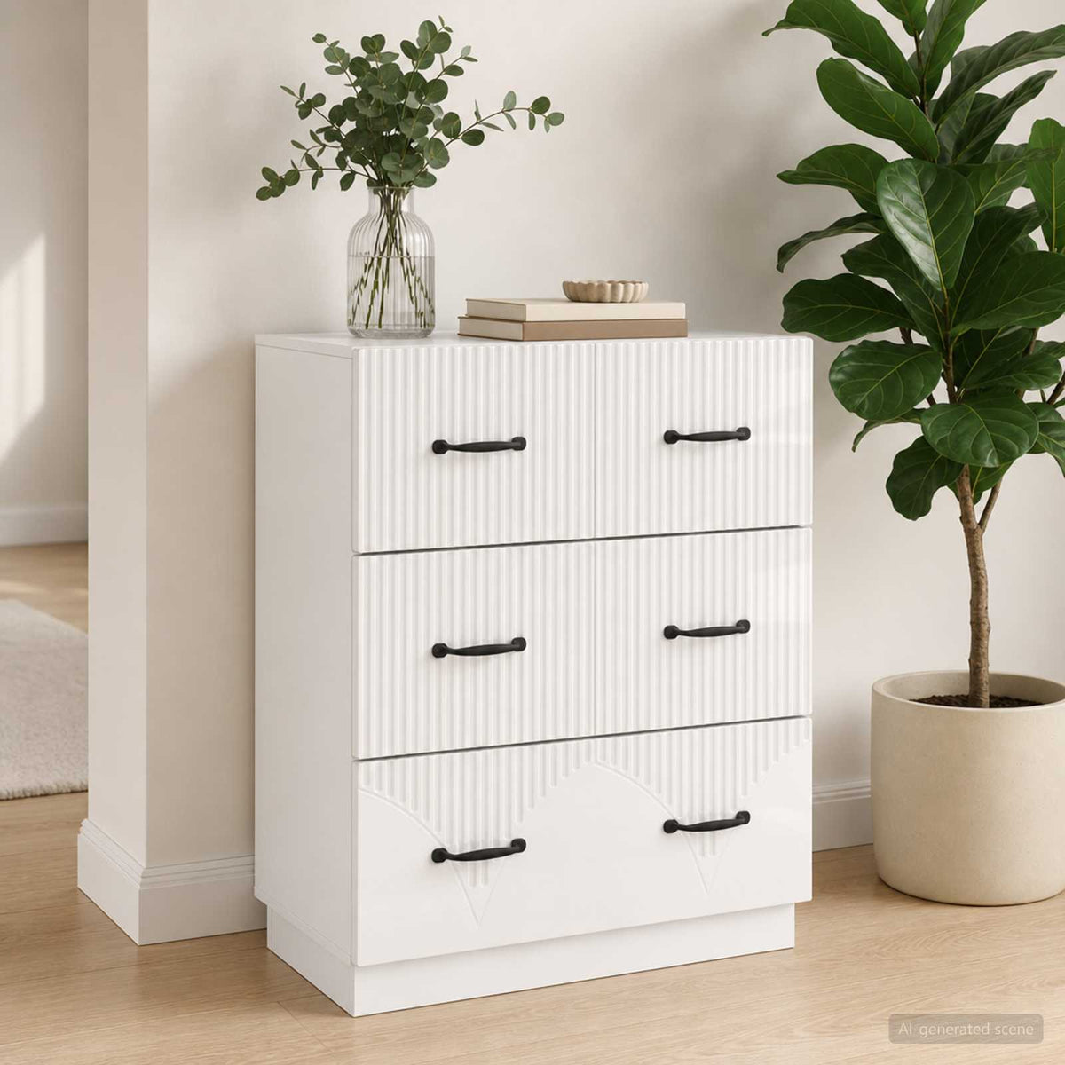 Vidaxl ladenkast hoogglans wit 66 x 34,5 x 87 cm bewerkt hout