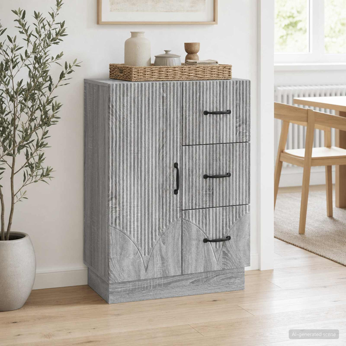 Vidaxl dressoir met lade grijs sonoma 66 x 34,5 x 87 cm bewerkt hout