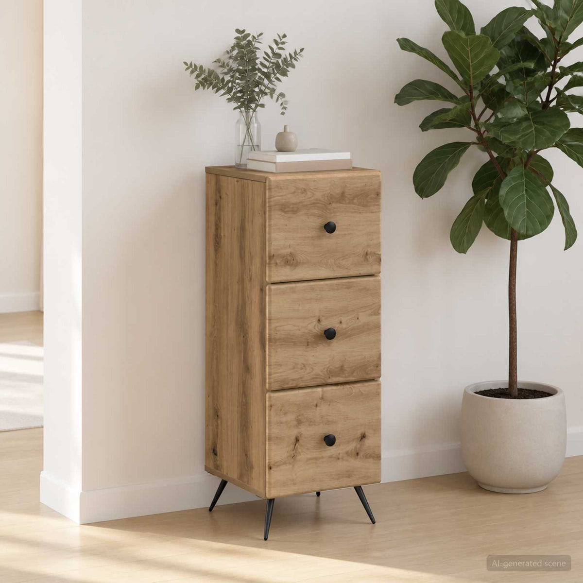 Vidaxl ladenkast 33 x 34,5 x 90 cm bewerkt hout artisanaal eiken