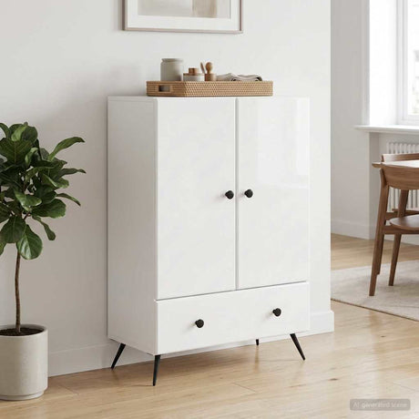 Vidaxl dressoir hoogglans wit 66 x 34,5 x 95 cm bewerkt hout
