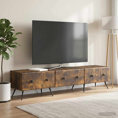 Vidaxl tv-kast met lade gerookt eiken 147 x 34,5 x 30 cm bewerkt hout