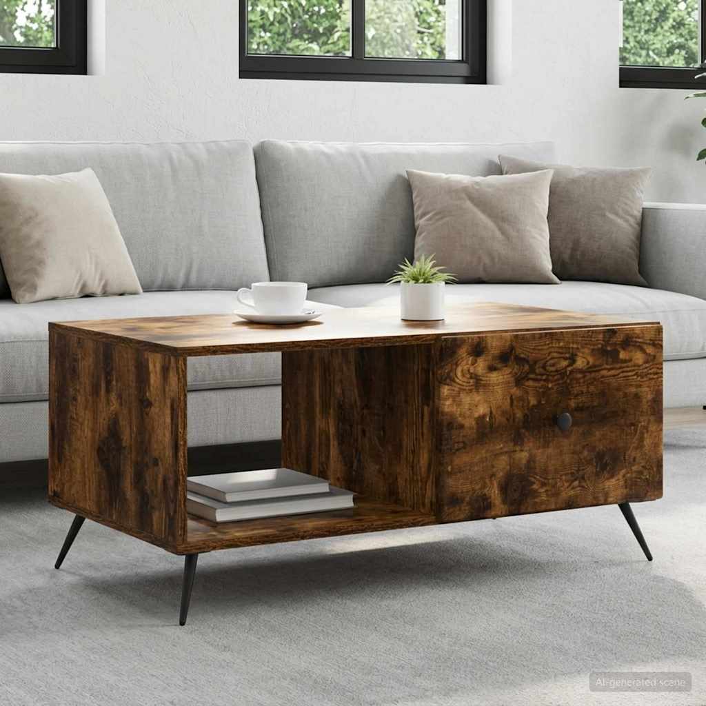 Vidaxl salontafel gerookt eiken 90 x 50 x 40 cm bewerkt hout