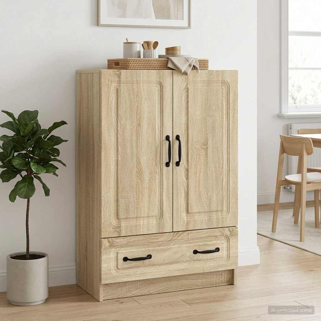 Vidaxl dressoir met lade sonoma eiken 66 x 34,5 x 92 cm bewerkt hout