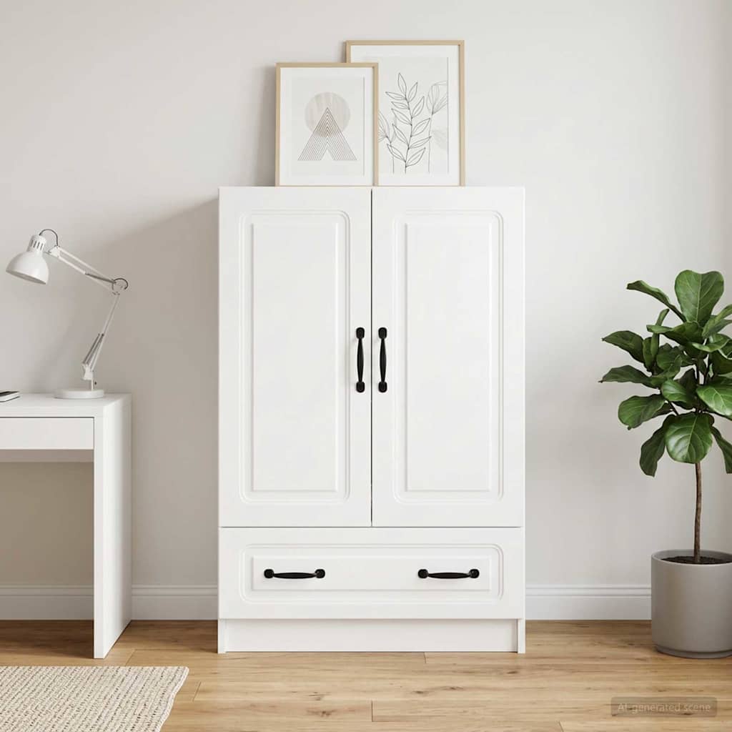 Vidaxl dressoir met lade hoogglans wit 66 x 34,5 x 92 cm bewerkt hout