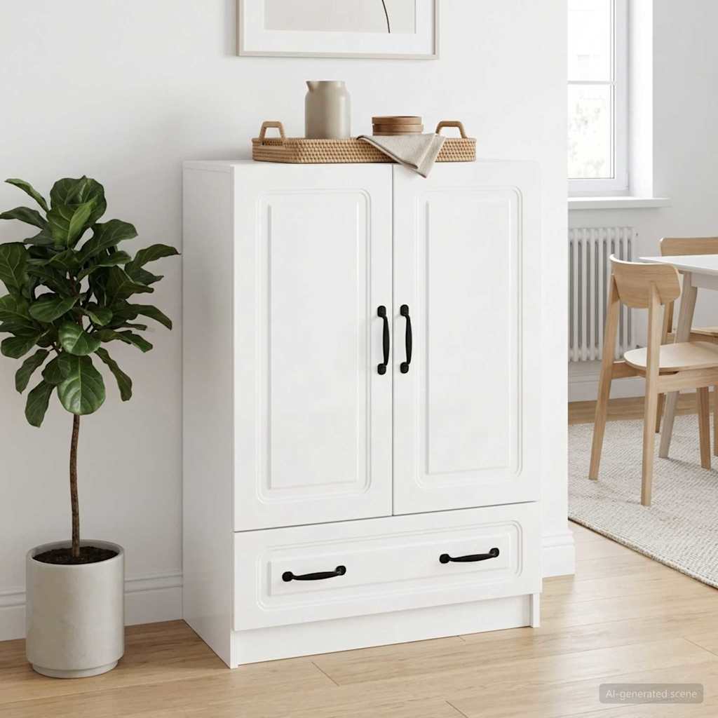 Vidaxl dressoir met lade hoogglans wit 66 x 34,5 x 92 cm bewerkt hout