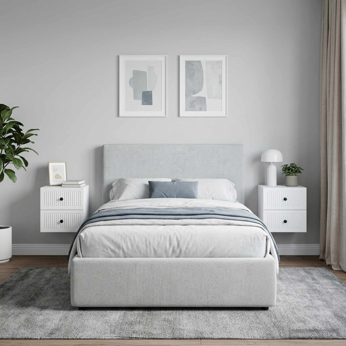 Vidaxl wandbeugel bedkast 2 st wit 33 x 34,5 x 40 cm bewerkt hout