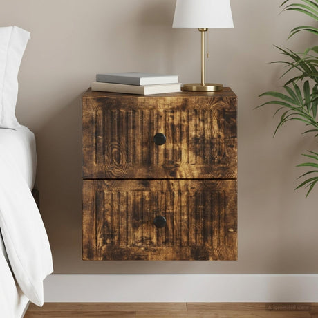 Vidaxl wandbeugel bedkast gerookt eiken 33 x 34,5 x 40 cm bewerkt hout