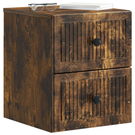 Vidaxl wandbeugel bedkast gerookt eiken 33 x 34,5 x 40 cm bewerkt hout