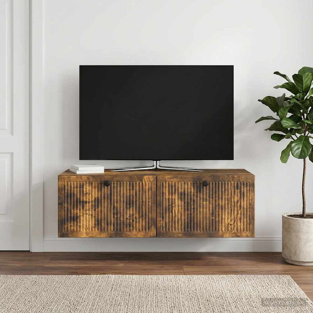 Vidaxl wandbeugel tv-kast gerookt eiken 98 x 41 x 30 cm bewerkt hout