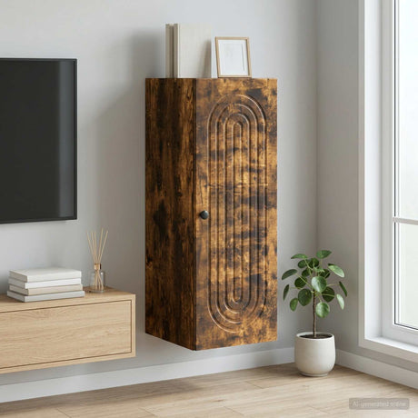 Vidaxl wandkast gerookt eiken 33 x 34,5 x 90 cm bewerkt hout