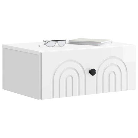 Vidaxl wandbeugel bedkast hoogglans wit 49 x 34,5 x 20 cm bewerkt hout