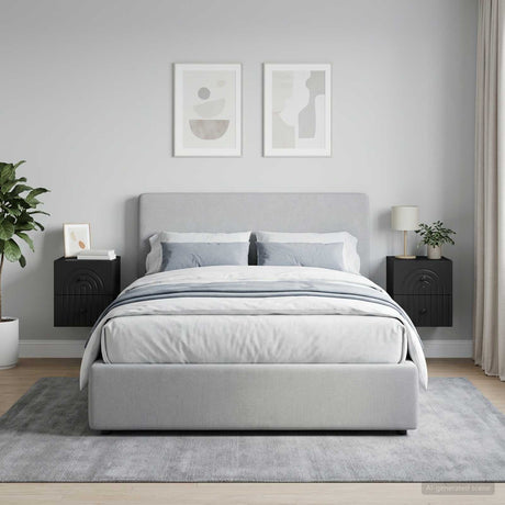 Vidaxl wandbeugel bedkast 2 st zwart 33 x 34,5 x 40 cm bewerkt hout