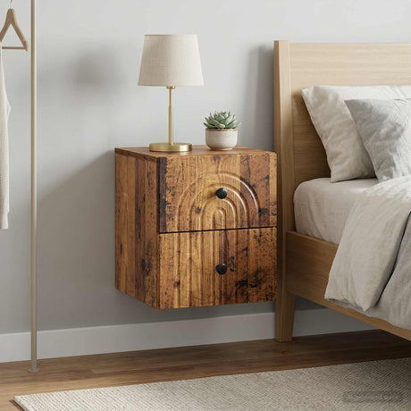 Vidaxl wandbeugel bedkast 2 st oud hout 33 x 34,5 x 40 cm bewerkt hout