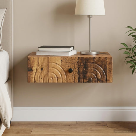 Vidaxl wandmontage zijtafel 59 x 34,5 x 17 cm bewerkt hout oud hout