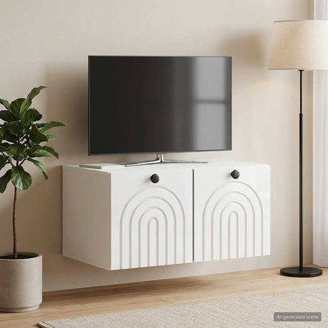 Vidaxl wandbeugel tv-kast hoogglans wit 59,5 x 41 x 30 cm bewerkt hout