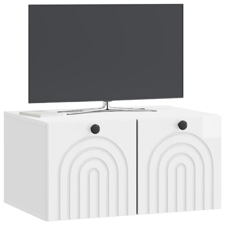 Vidaxl wandbeugel tv-kast hoogglans wit 59,5 x 41 x 30 cm bewerkt hout