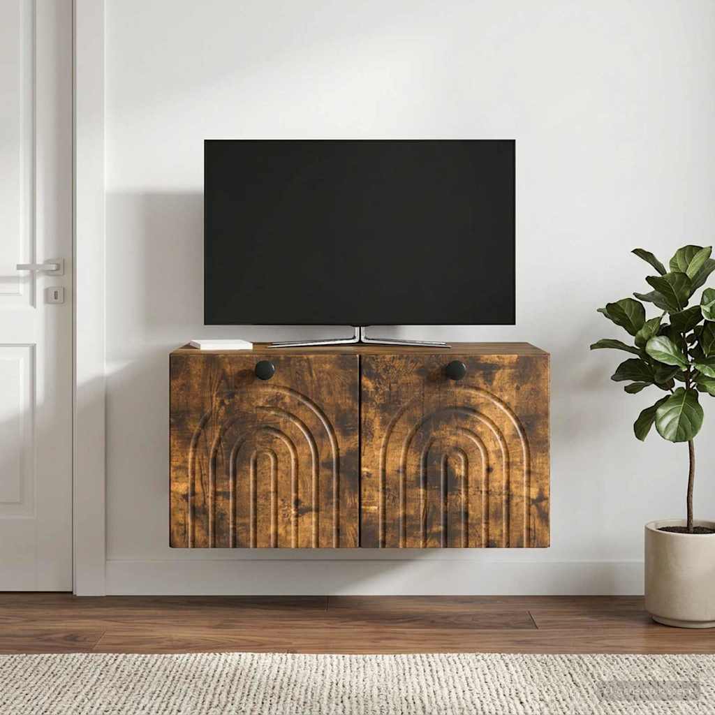 Vidaxl wandbeugel tv-kast gerookt eiken 59,5 x 41 x 30 cm bewerkt hout