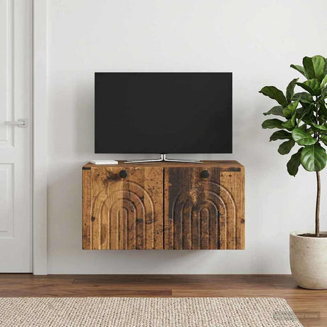 Vidaxl wandbeugel tv-kast oud hout 59,5 x 41 x 30 cm bewerkt hout