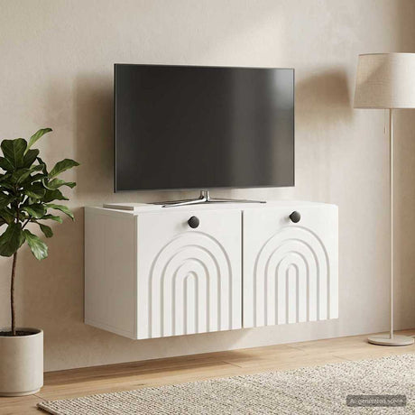 Vidaxl wandbeugel tv-kast hoogglans wit 59,5 x 31 x 30 cm bewerkt hout