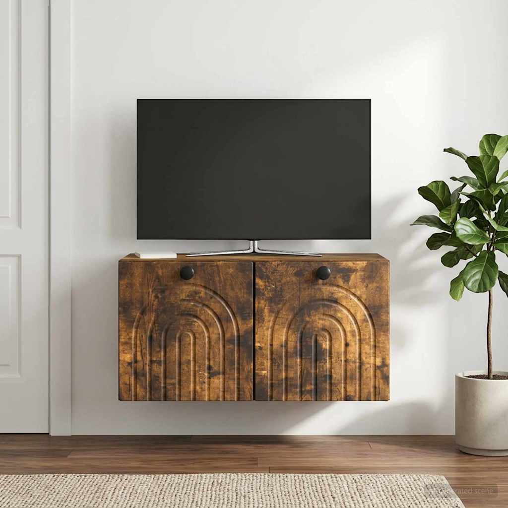 Vidaxl wandbeugel tv-kast gerookt eiken 59,5 x 31 x 30 cm bewerkt hout