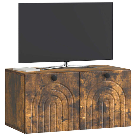 Vidaxl wandbeugel tv-kast gerookt eiken 59,5 x 31 x 30 cm bewerkt hout