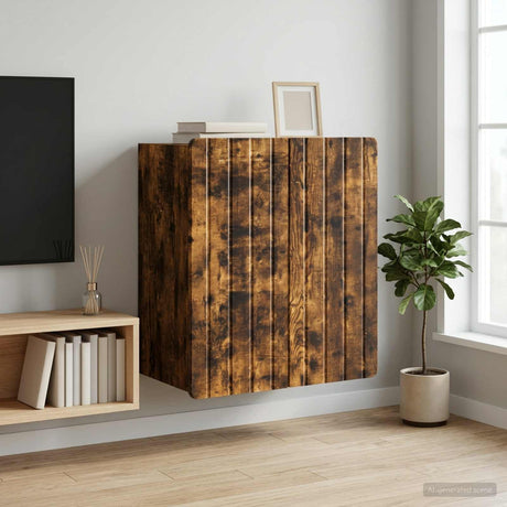 Vidaxl wandkast gerookt eiken 59 x 31 x 64 cm bewerkt hout