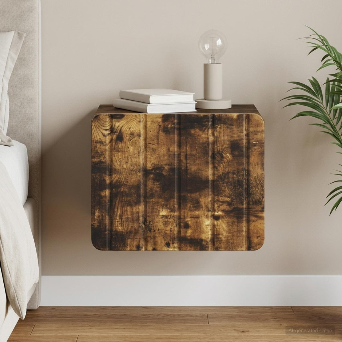 Vidaxl wandbeugel bedkast gerookt eiken 33 x 34,5 x 24 cm bewerkt hout