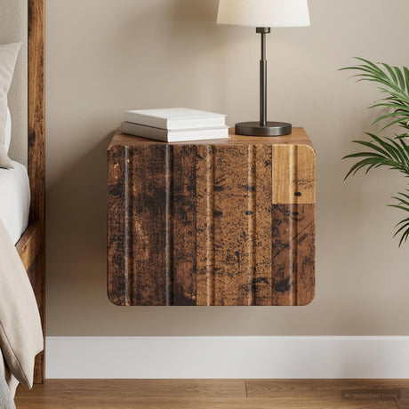 Vidaxl wandbeugel bedkast oud hout 33 x 34,5 x 24 cm bewerkt hout