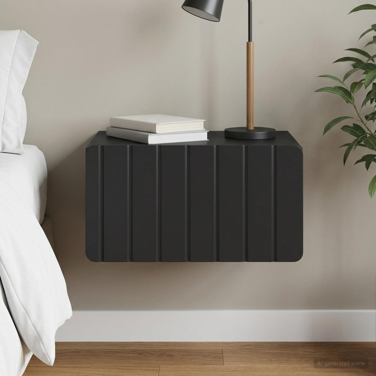 Vidaxl wandbeugel bedkast zwart 49 x 34,5 x 24 cm bewerkt hout