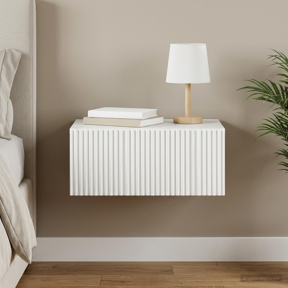 Vidaxl wandbeugel bedkast met lade wit 49 x 34,5 x 20 cm bewerkt hout