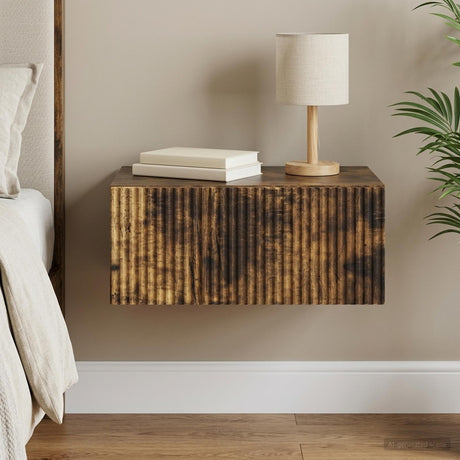 Vidaxl wandbeugel bedkast gerookt eiken 49 x 34,5 x 20 cm bewerkt hout