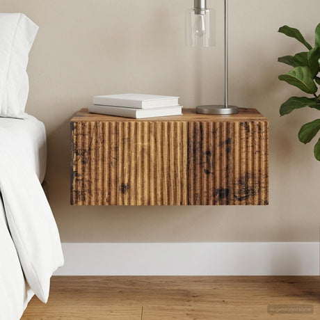 Vidaxl wandbeugel bedkast oud hout 49 x 34,5 x 20 cm bewerkt hout