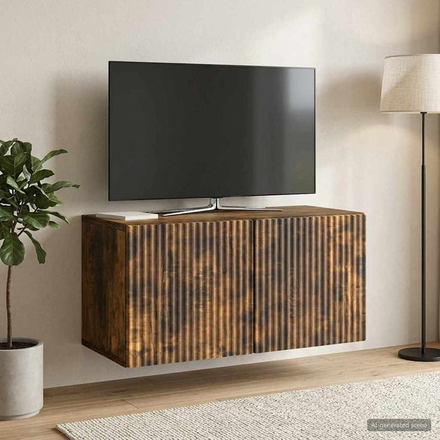 Vidaxl wandbeugel tv-kast 59,5 x 31 x 30 cm gerookt eiken bewerkt hout