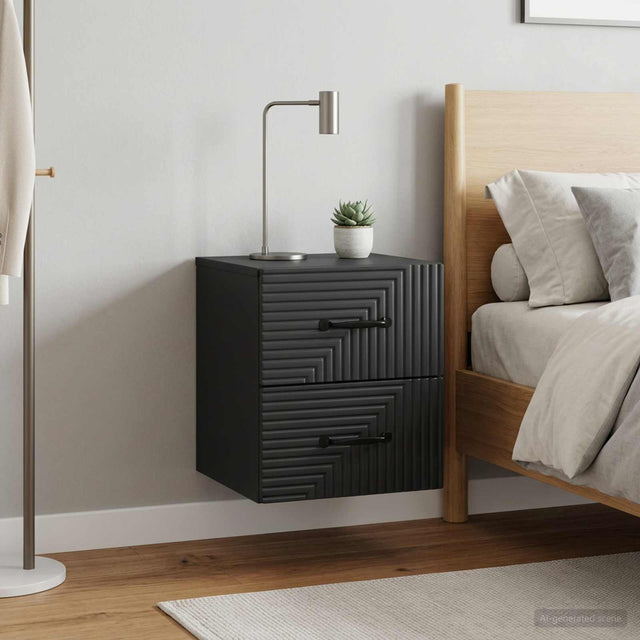 Vidaxl wandbeugel bedkast 2 st zwart 34,5 x 33 x 40 cm bewerkt hout
