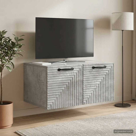 Vidaxl wandbeugel tv-kast betongrijs 59,5 x 41 x 30 cm bewerkt hout